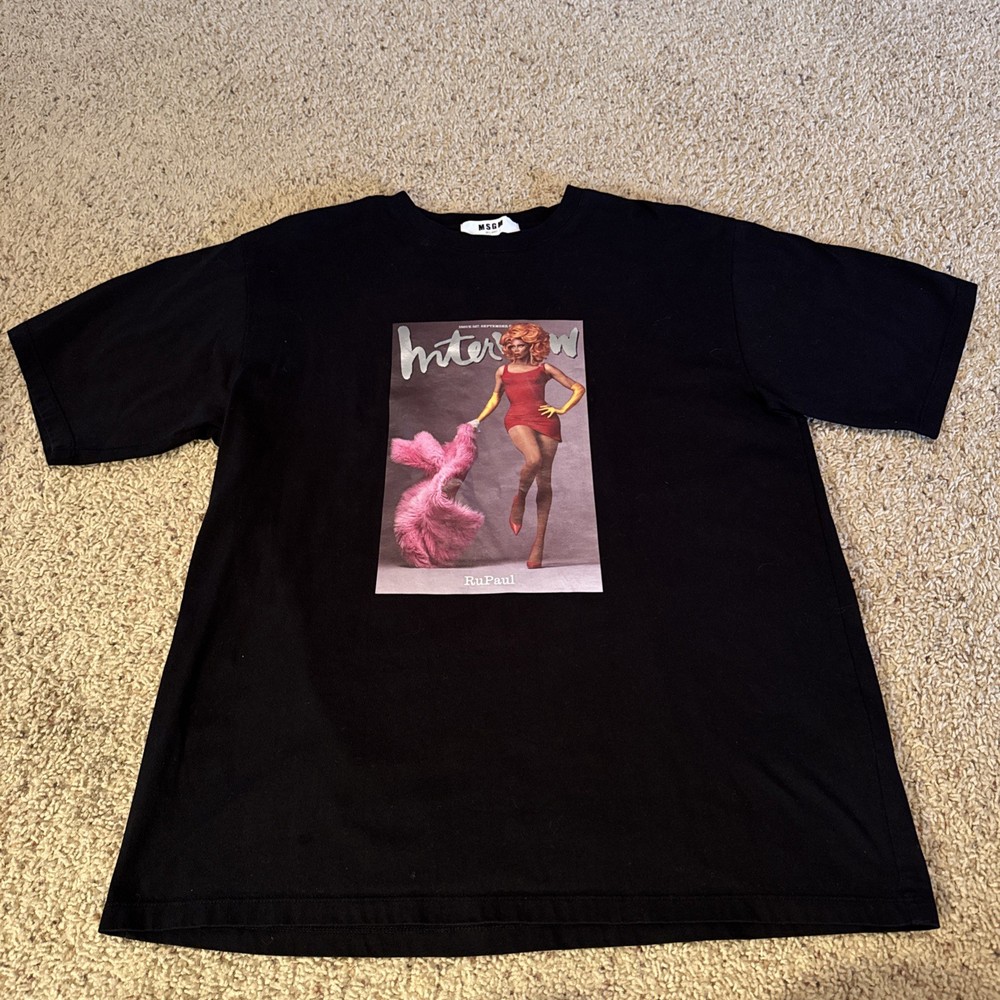 RARE MSGM Capsule Collection With Interview Magazine Shirt RuPaul Cover M/L