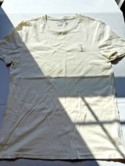 Ralph Lauren Polo T Shirt, Mens Medium, Cream, Beige, Logo Polo, Custom Slim Fit