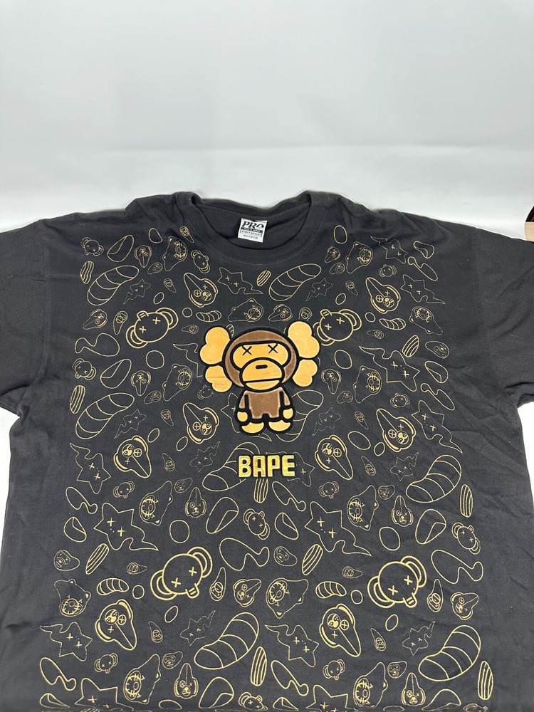 Bape x Kaws Milo Animal Kingdom Black Shirt Men 4XL Tall Pro Champ Tag *Preowned