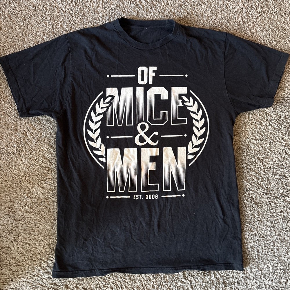 Of Mice & Men Shirt Mens Medium Black Band Graphic Tee Rock Emo Metal Music 2009