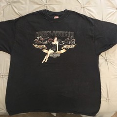 Harley Davidson Motorcycles T Shirt Men’s 2XL Pinup Girl Short Sleeve Distessed