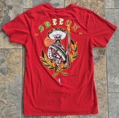 Sullen Art Rockabilly Ray Red Adult Large T-Shirt Mexican Skeleton Bandit NWOT