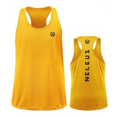 NELEUS ‘Dry Fit Logo Muscle’ Mesh Tank Top Men’s M Gym Workout Exercise Ylw NWT!