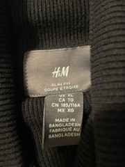 H&M Black Turtle Neck Long Sleeve Thin Material Large Mens
