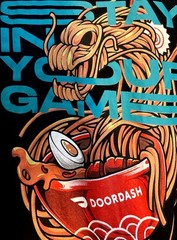 Exclusive Door Dash Brand Men’s Black XL T-Shirt w/Red Gamer Bucket Hat(NYCCC)
