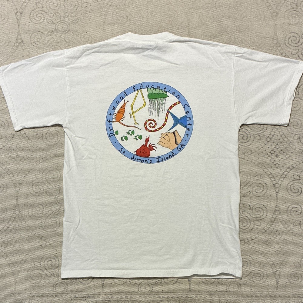 Vintage Beach Ocean Nature Shirt Seashells Crab Summer Men M St. Simon’s Georgia