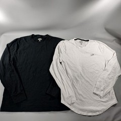 Hollister Lot of 2 Black White Crew Neck Pull On Long Sleeve T-shirts Mens Sz S