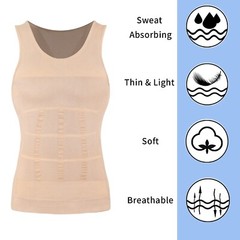 3 Pack Men’s Compression Shirt Slimming Body Shaper Vest Tummy Control Shapewear