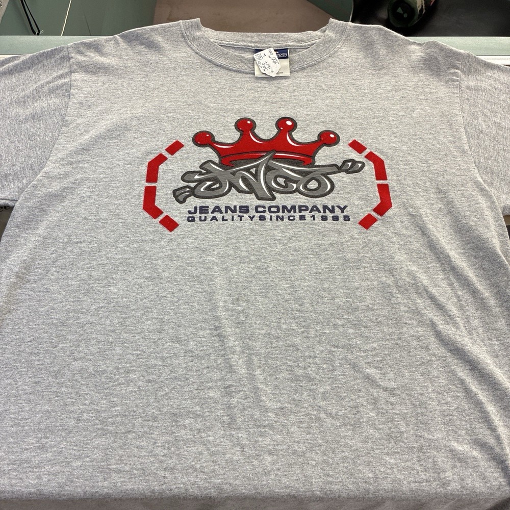 JNCO Jeans Men’s L Gray Graphic Logo Print Crew Neck Short Sleeve T-Shirt