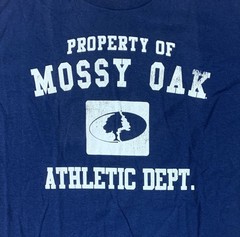 Property Of Mossy Oak Athletic Dept. Outdoors Sports T-shirt Size 2XL Navy Blue