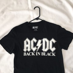 AC DC T Shirt Mens size S Black Graphic Back In Black Short Sleeve Tee Rock Band
