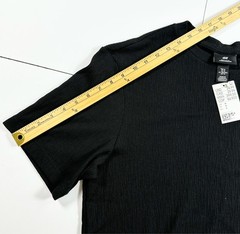 H&M Men’s Medium Ribbed Knit Loose Fit Coupe Ample Solid Black T-Shirt NWT