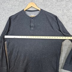 Members Mark Soft Wash Thermal Henley Size XL Long Sleeve Shirt Heathered Black