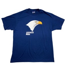 Vintage USPS Post Office Shirt XL Blue Express Mail Eagle Single Stitch Made USA