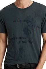 John Varvatos Men’s Evolution Floral Embroidery Linen SS Crew T-Shirt Dried Sage