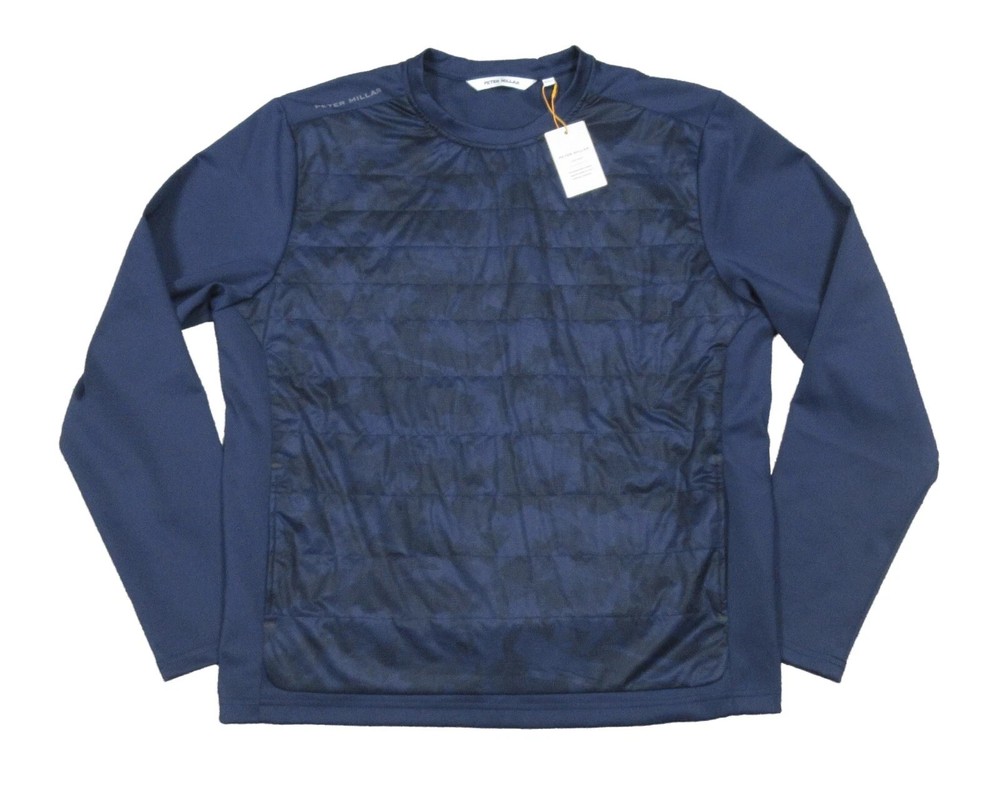 Peter Millar Navy Bond Elite Brushstroke Camo Crewneck Pullover MF23EZ47A NWT M