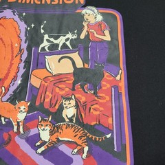 Steven Rhodes Shirt Mens Large Black Portal Cat Dimension Funny Novelty Humor