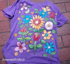 Hand Painted T-Shirt, Hand Painted Flowers, Woman’s Size Med.,