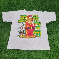 Vintage Funny Christmas Shirt XL 24×27 Boxy Cropped Gray
