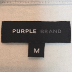 PURPLE BRAND T-Shirt Mens Medium Silver-Effect Textured Knit Logo Tee Streetwear