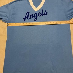 Vintage Angels Coach Shirt Mens XL Blue V Neck Baseball Jersey Gulf Coast 80s