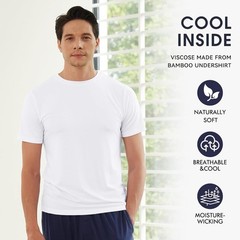 BAMBOO COOL Men Undershirts Moisture-Wicking Crewneck T Shirts, Breathable