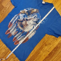 Vintage Eagle Wolf Shirt Large Arrowhead Native Feathers Dream Catcher Mountain