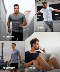 5 Pack Workout Shirts for Men-Quick Dry Black Gym Moisture