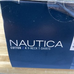 Nautica V-Neck T-Shirts Men’s S 34-36 White Cotton Limited Edition 4 Pack NWT