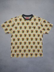 Supreme Ringer Crew Neck T Shirt Yellow Black Cat Fireworks Logo S/S Top M SS24