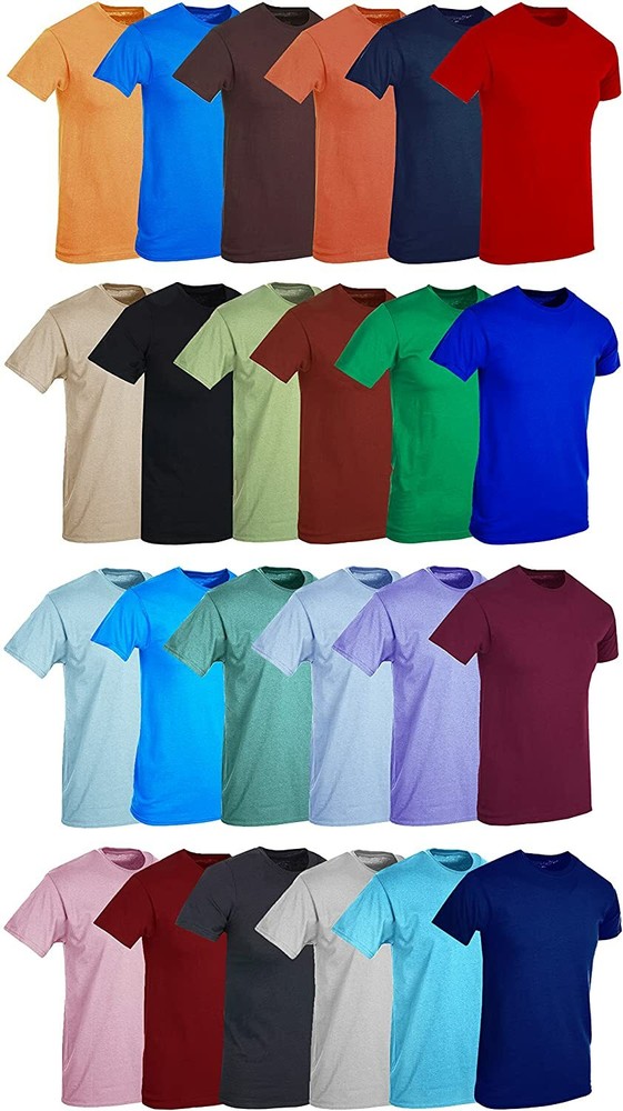 BILLIONHATS Mens Cotton Short Sleeve Lightweight T-Shirts(24 Pack Assorted B, M)