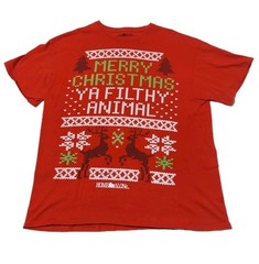 Home Alone Merry Christmas Ya Filthy Animal T-Shirt Mens Large Red Holiday Tee