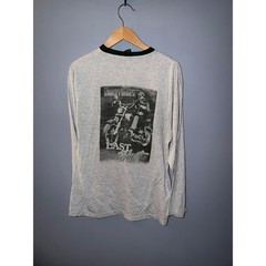 Easyriders Last Blast Long Sleeve Graphic T Shirt Grey Ringer Tee Free Size