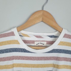 FatFace T Shirt Mens Medium Multicoloured Stripe Print Soft Feel Relaxed Coastal