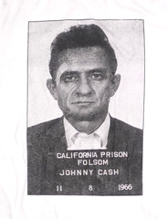 JOHNNY CASH T-shirt Distressed Mug Shot Tee 100% Cotton Men’s White New