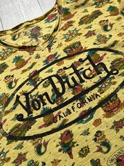 Vintage Von Dutch Yellow Big Logo T-shirt Men’s Size L
