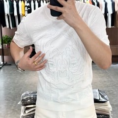 New Men Luxury Tiger Rhinestones Fashion T-Shirt High Quality 3 Colors