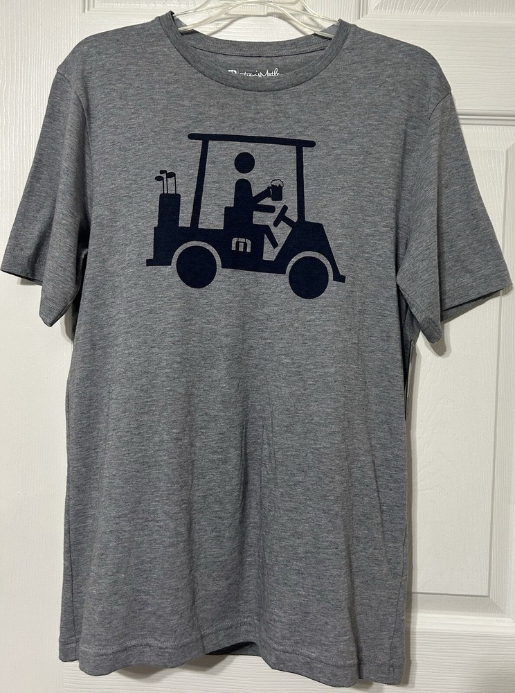 Travis Mathew Men’s T-Shirt Gray Golf Cart Beer Pima Cotton NWT Size S