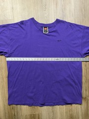 VINTAGE Nike Team Purple Small Swoosh T-Shirt Size XXL Essentials Embroidered