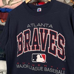 Vintage 90s Russell Athletic Atlanta Braves Baseball T Shirt Fits Medium