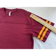 Royal Avalon Sport Mens Maroon Varsity Stripe Sleeve Cotton T-Shirt L