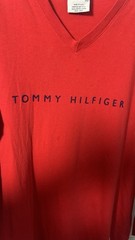 Vintage Tommy Hilfiger Embroidered Red Long Sleeve T Sz Medium (1405)see Photo