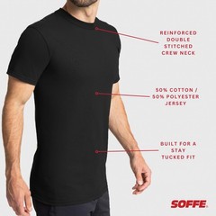 Soffe Men’s 3 Pack USA Poly/Cotton Military Tee, Black, Large