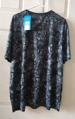 PERRY ELLIS BLACK CAMO PRINT MESH T-SHIRT, SIZE XL