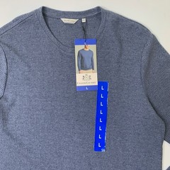 English Laundry Shirt Mens Large Blue Waffle Knit Long Sleeve Crew Neck Pullover