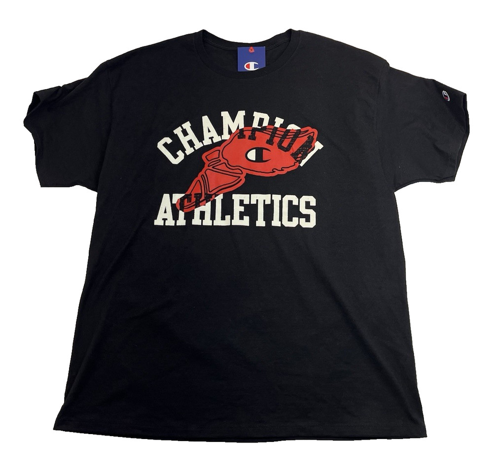 New CHAMPION Men’s XL Black Classic Heavy Weight Short Sleeve Tee with Logo