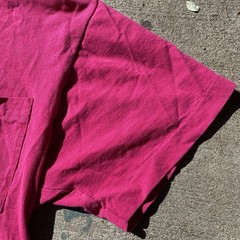 Vintage 70s Fruit of the Loom Pocket Tee SHirt Pink Fuscia Single Stitch Medium