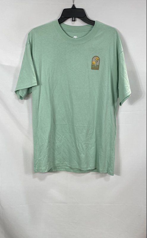 Nike Men’s Green Loose Fit Cotton T-Shirt Yellow Roses Floral Graphic Size M