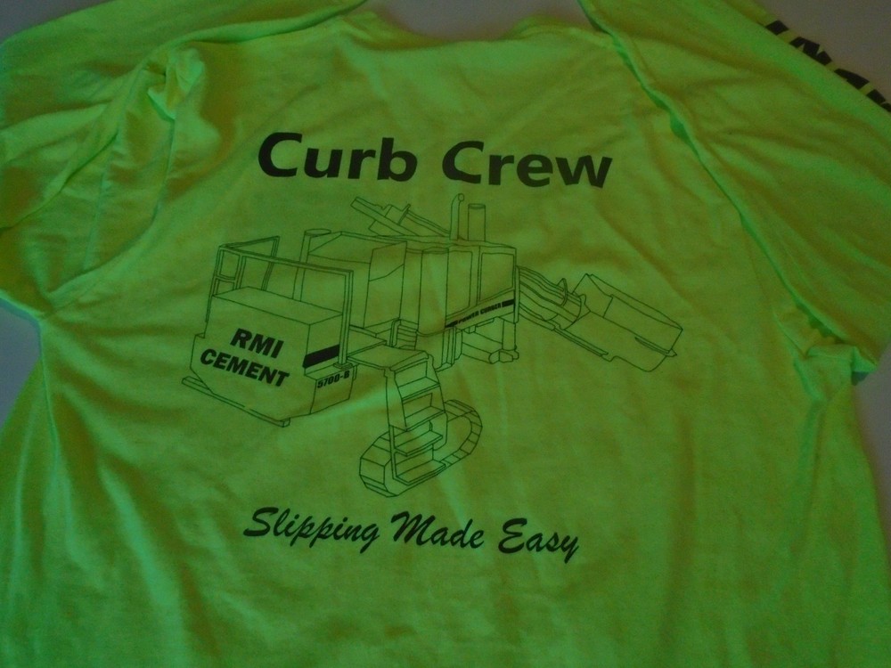 Concrete Long Sleeve T-shirt curb crew Adult Sz m power curber 5700-B yellow