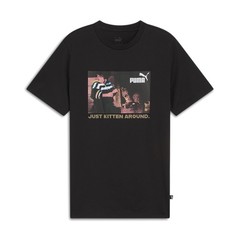 PUMA Kitten Graphic Crew Neck Short Sleeve T-Shirt Mens Black Casual Tops 684441